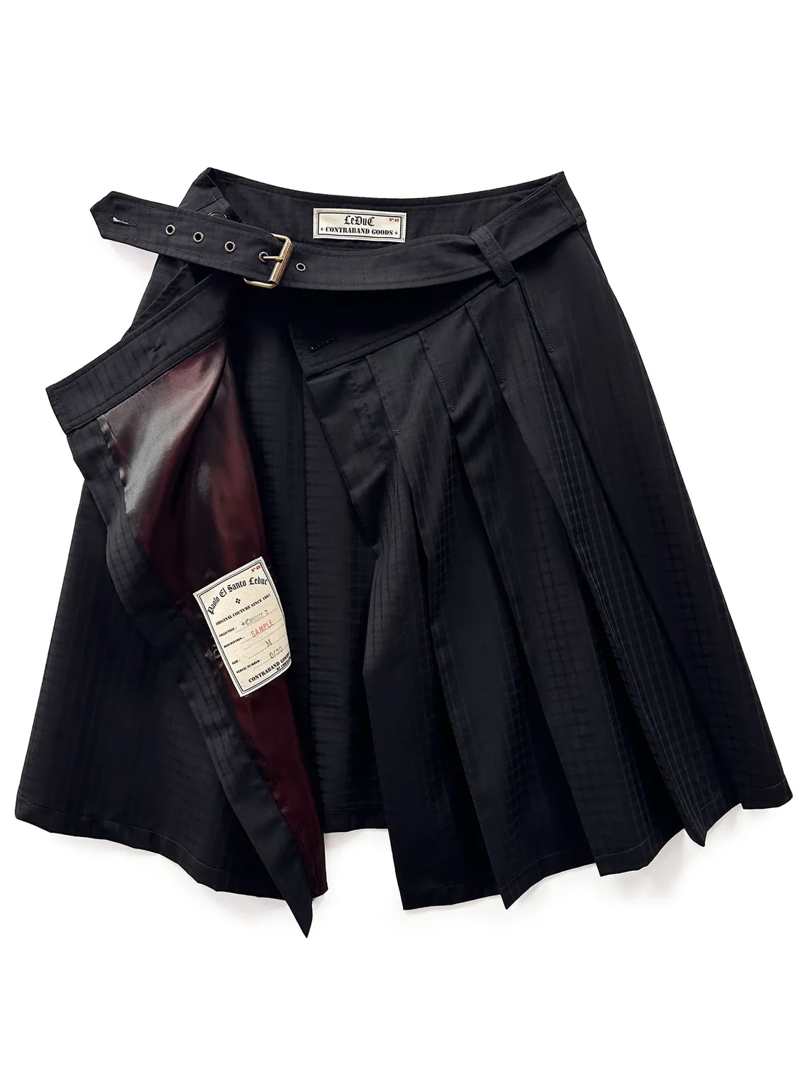 Paolo Leduc Kilt jupe plissée 36/38/40 rayures noires laine