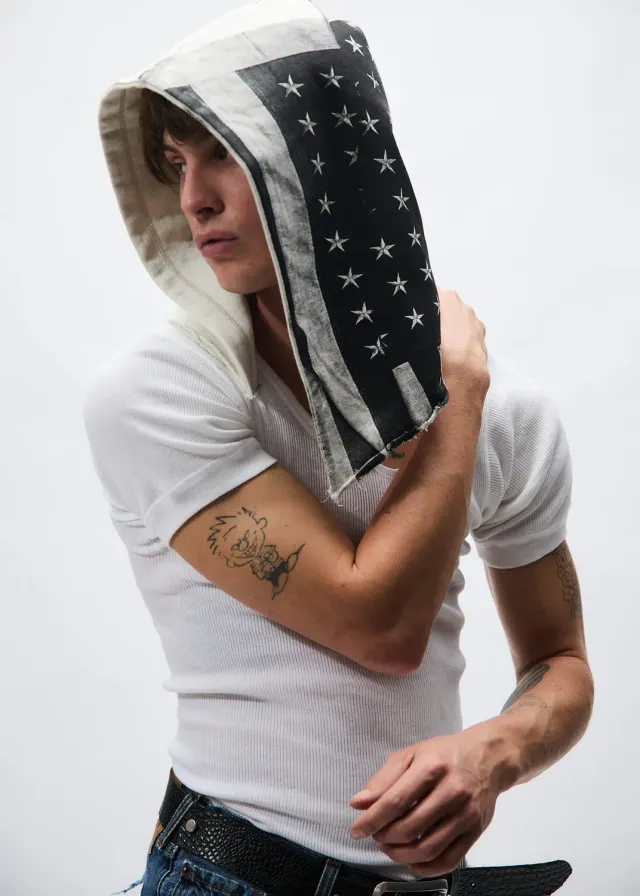 Paolo Leduc Lost Flag capuche blanc vintage coton