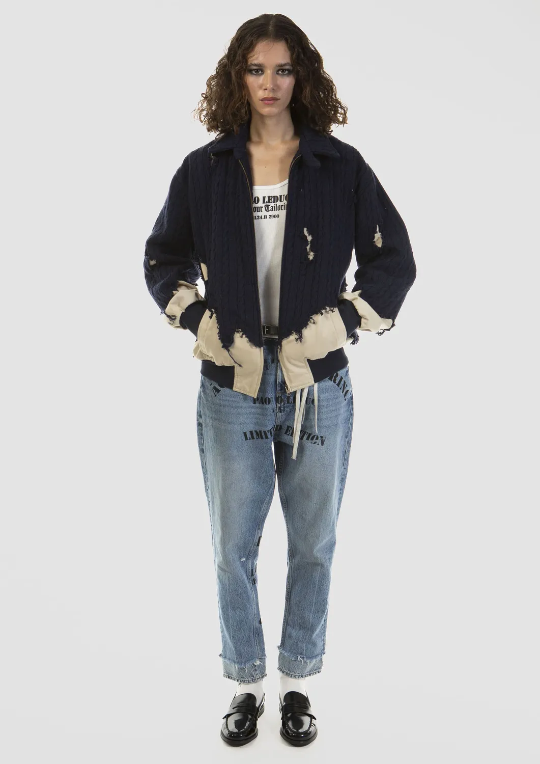 PAOLO LEDUC Mad Wool bomber marine maille cachemire