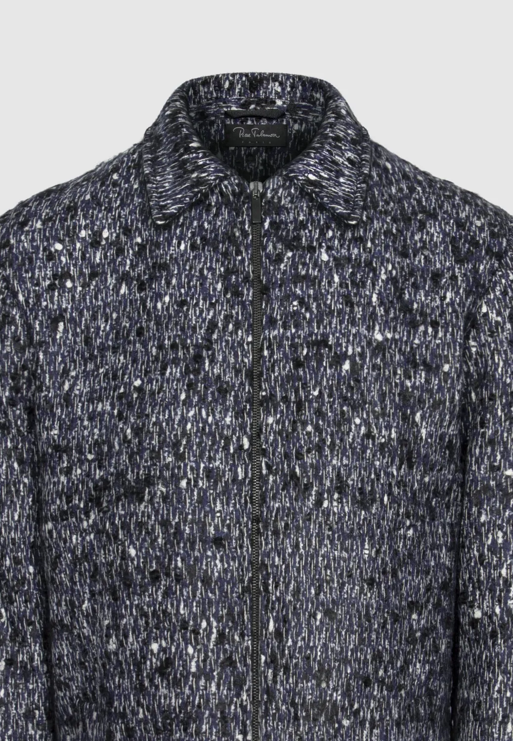 Pierre Talamon blouson tweed laine chiné bleu