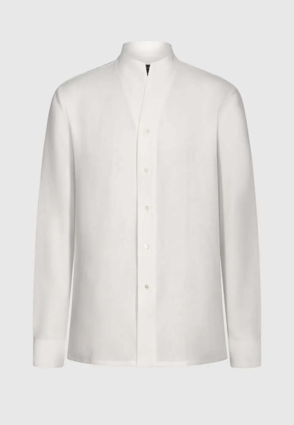 Pierre Talamon chemise lin blanc col montant droite
