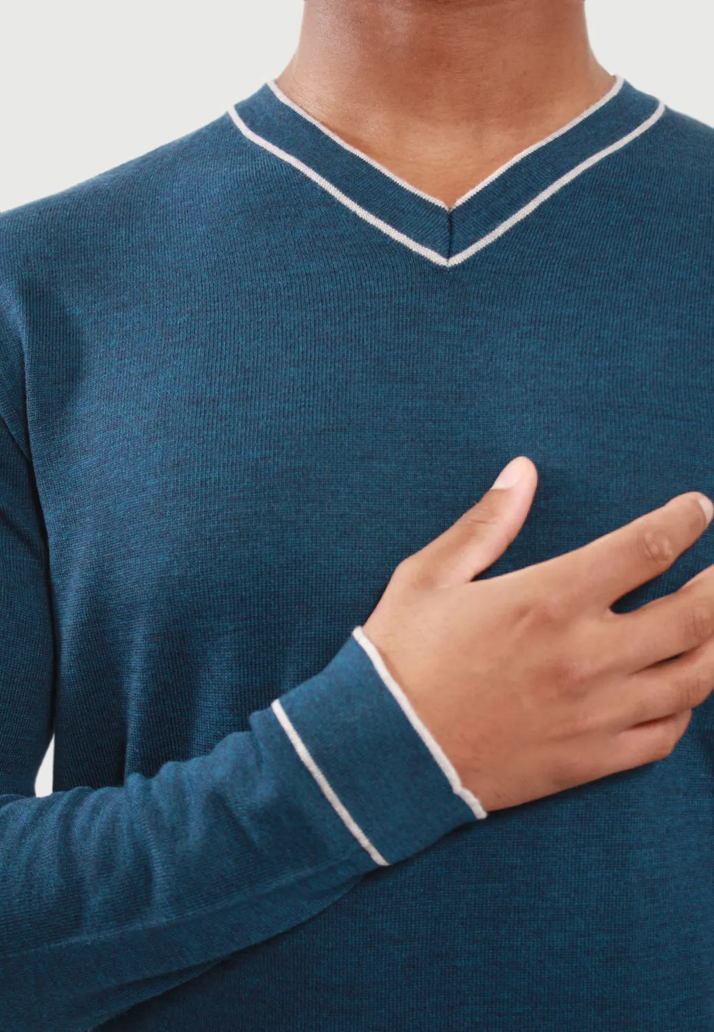 Pierre Talamon V B.Blue pull homme col V
