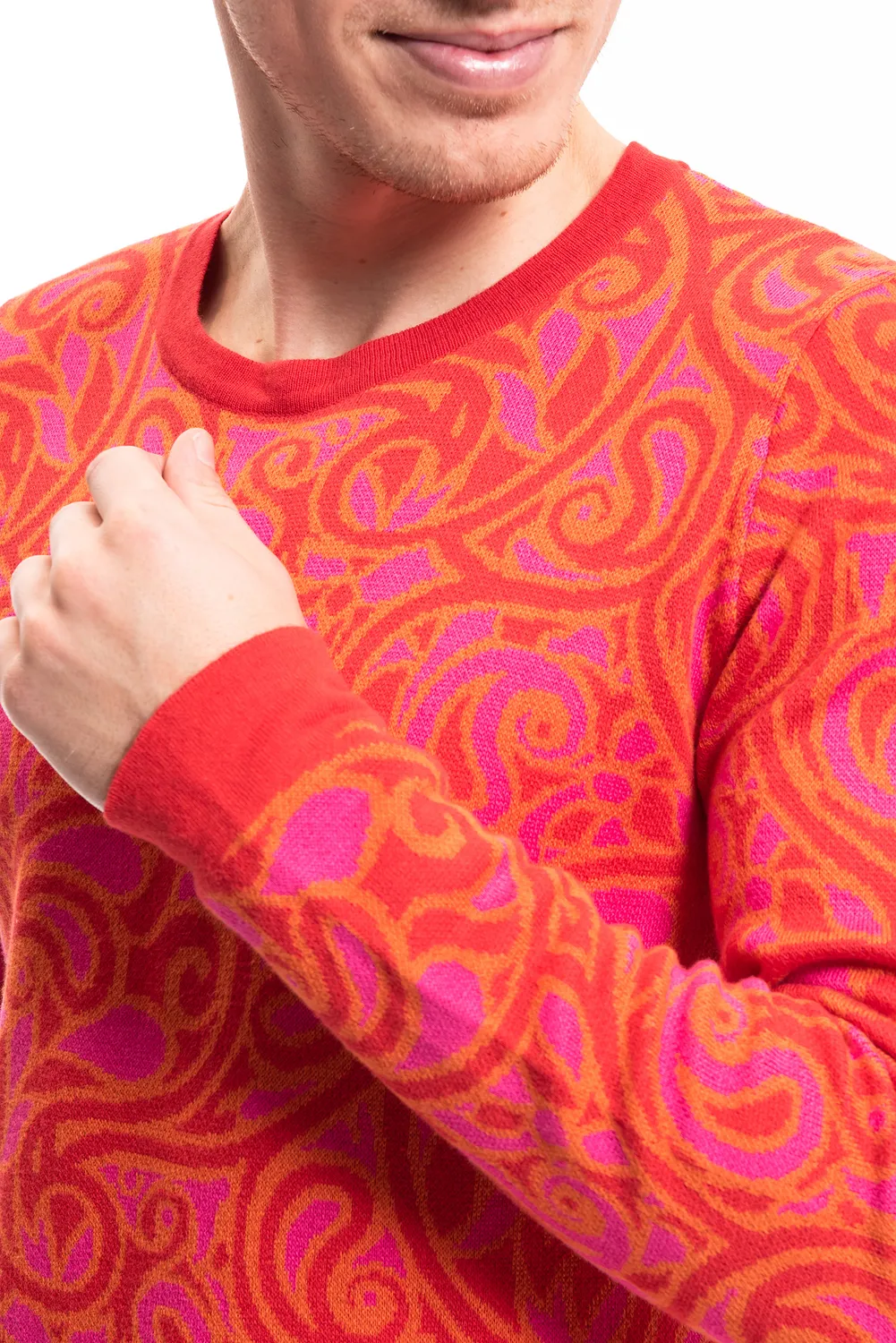 Pierre Talamon pull Paisley corail homme motif