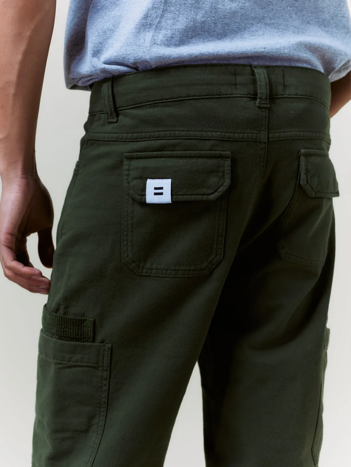 Cotelé Paris Pantalon Cargo Toile olive coton bio
