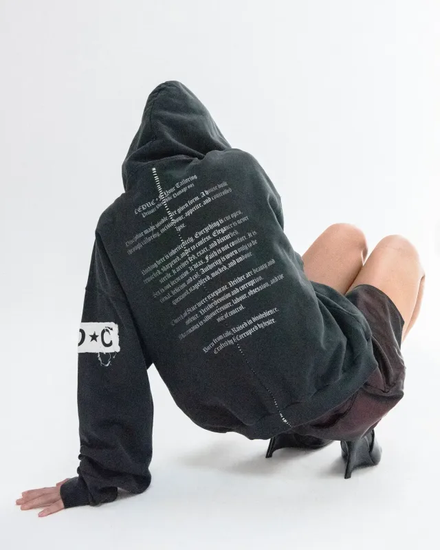Paolo Leduc Manifesto hoodie zippé S noir coton bio épais