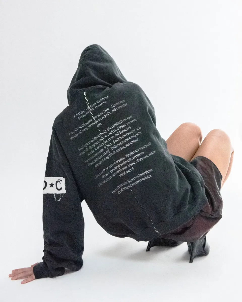 Paolo Leduc Manifesto hoodie zippé S noir coton bio épais