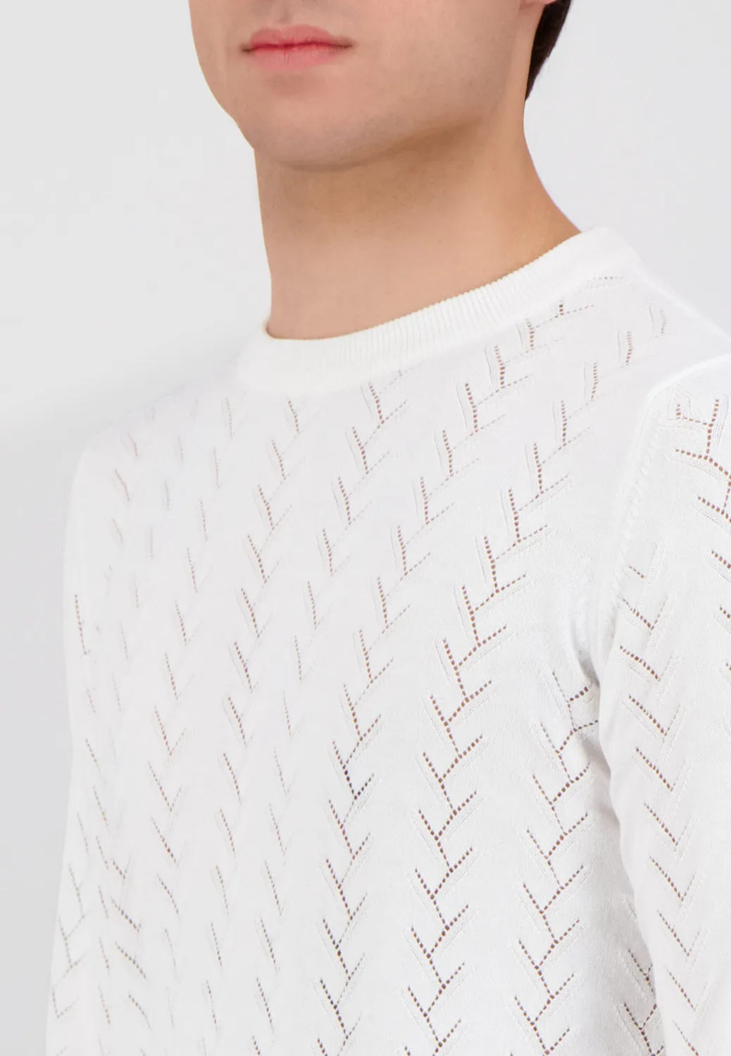 Pierre Talamon Braid pull blanc maille ajourée