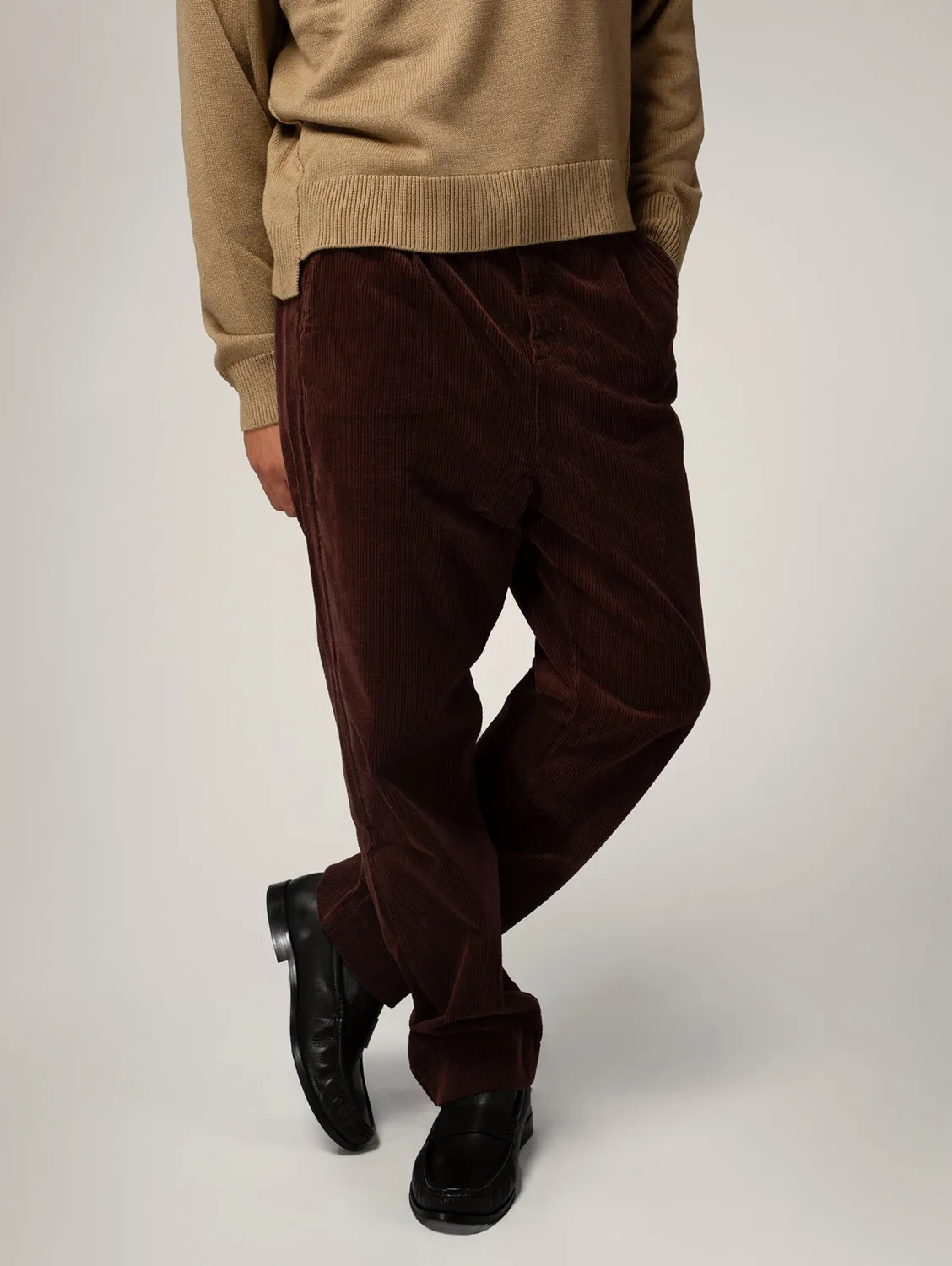 Cotelé Paris Pince chocolat pantalon velours coupe droite