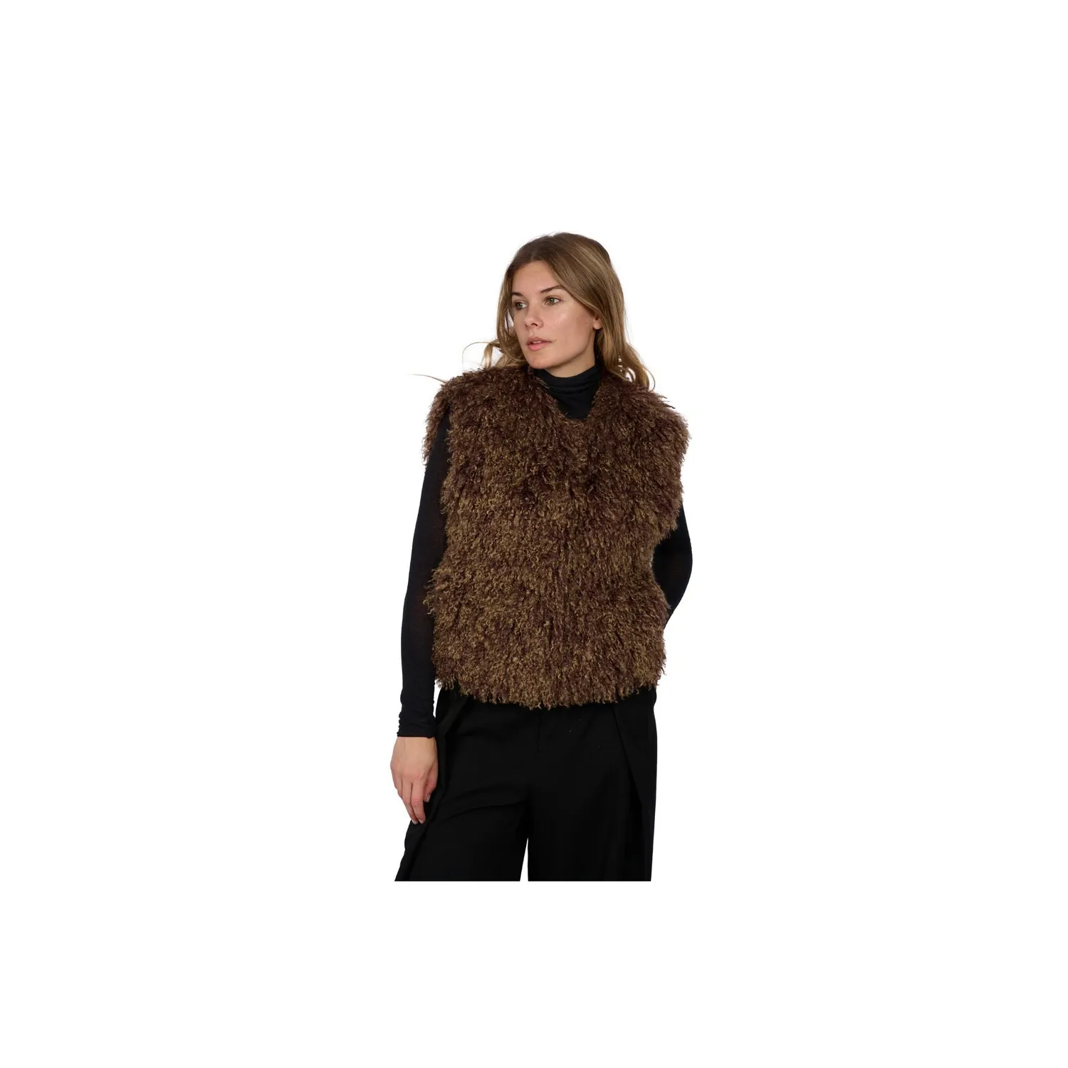 Oakwood Beth 65091 gilet sans manche bronze fausse fourrure