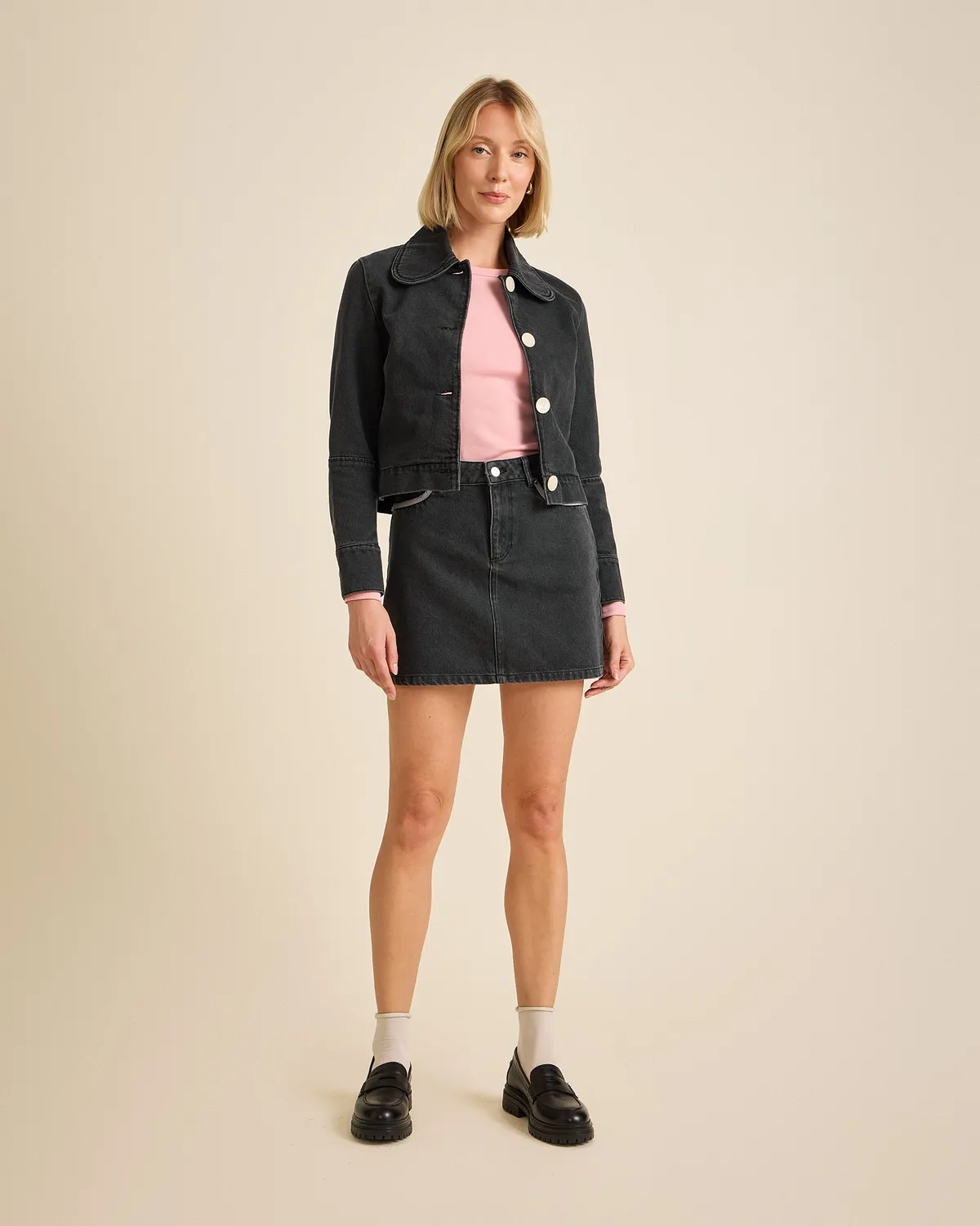 Cotelé Paris Daisy veste jean anthracite denim