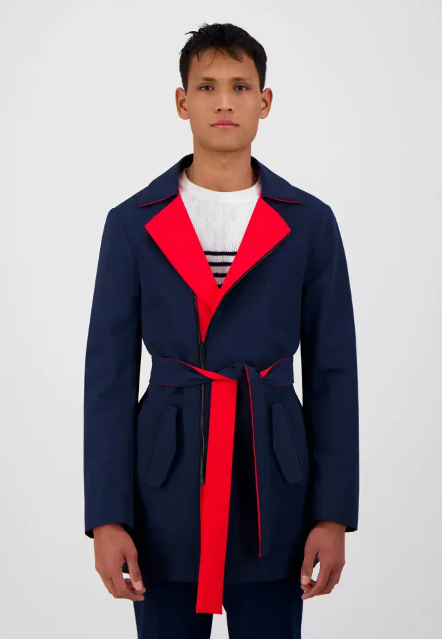 Pierre Talamon Kerin trench bleu corail