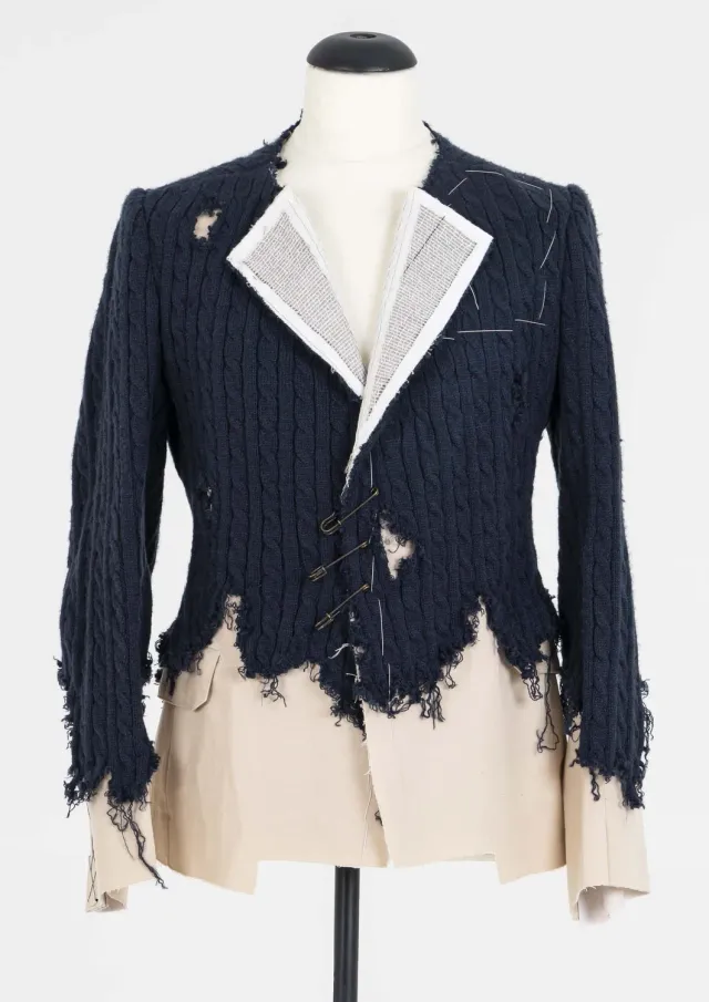 Paolo Leduc Cross-bred Sweater Blazer trompe-l'œil crème