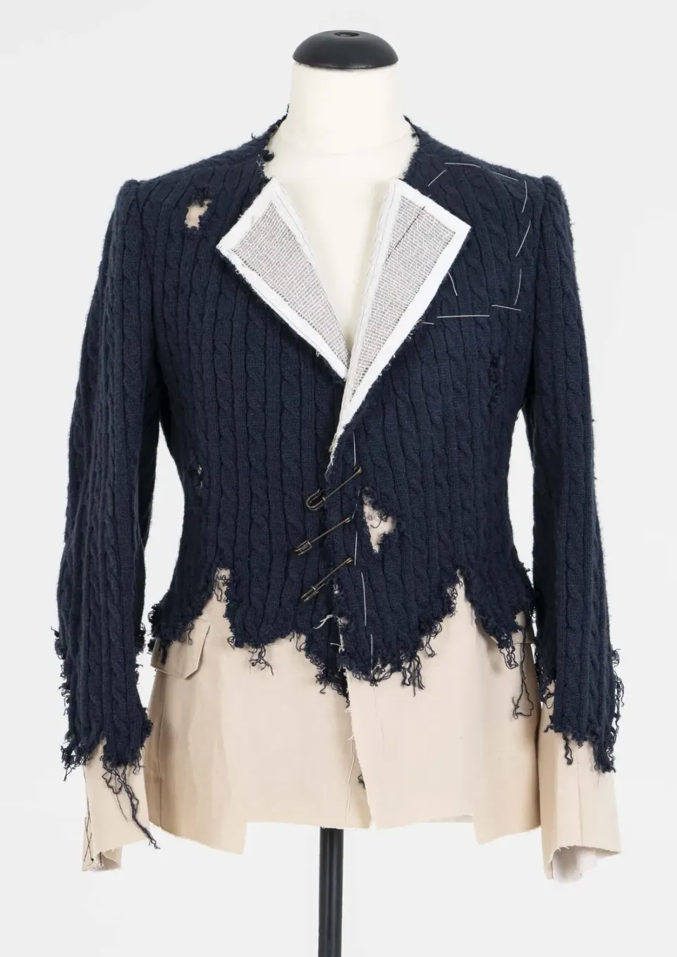 Paolo Leduc Cross-bred Sweater Blazer trompe-l'œil crème