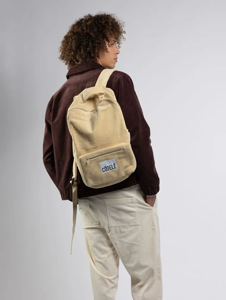 Cotelé Paris backpack cacahuète sac à dos velours bio