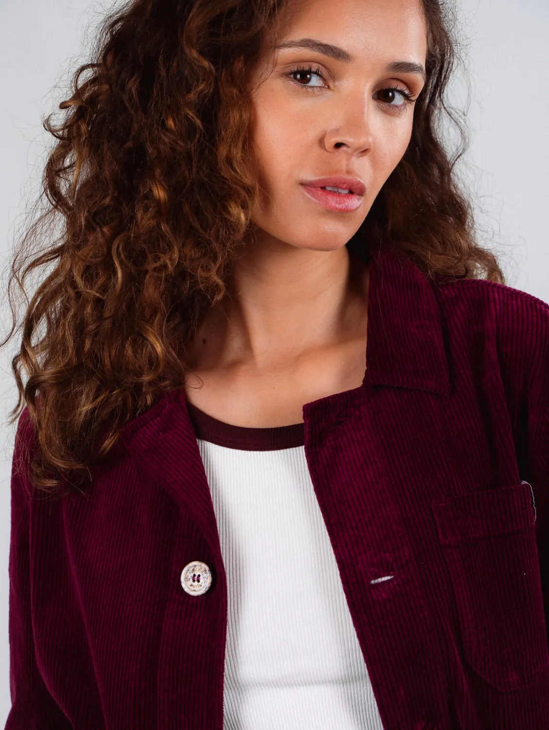 Cotelé Paris Veste Worker prune velours coton bio