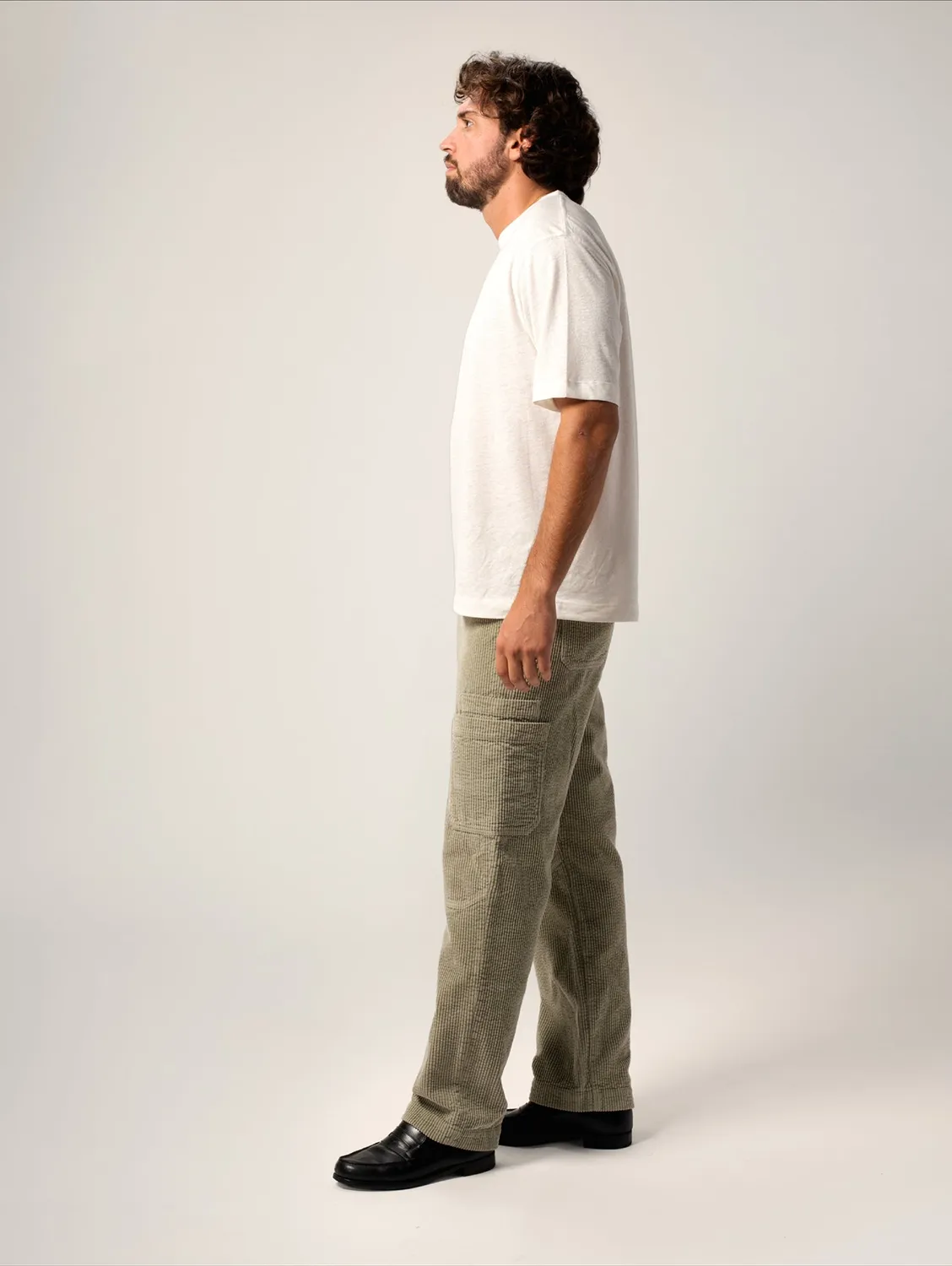 Cotelé Paris Cargo pantalon homme sauge velours