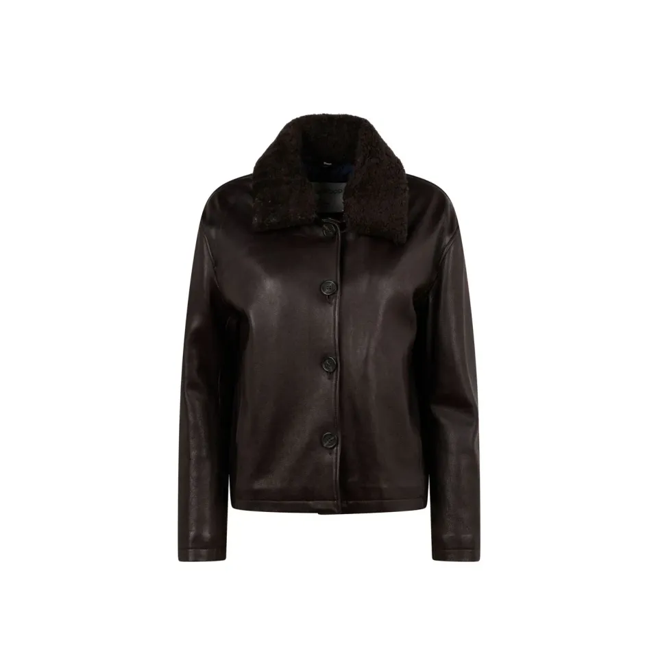 Oakwood Lara 65083 veste cuir marron foncé