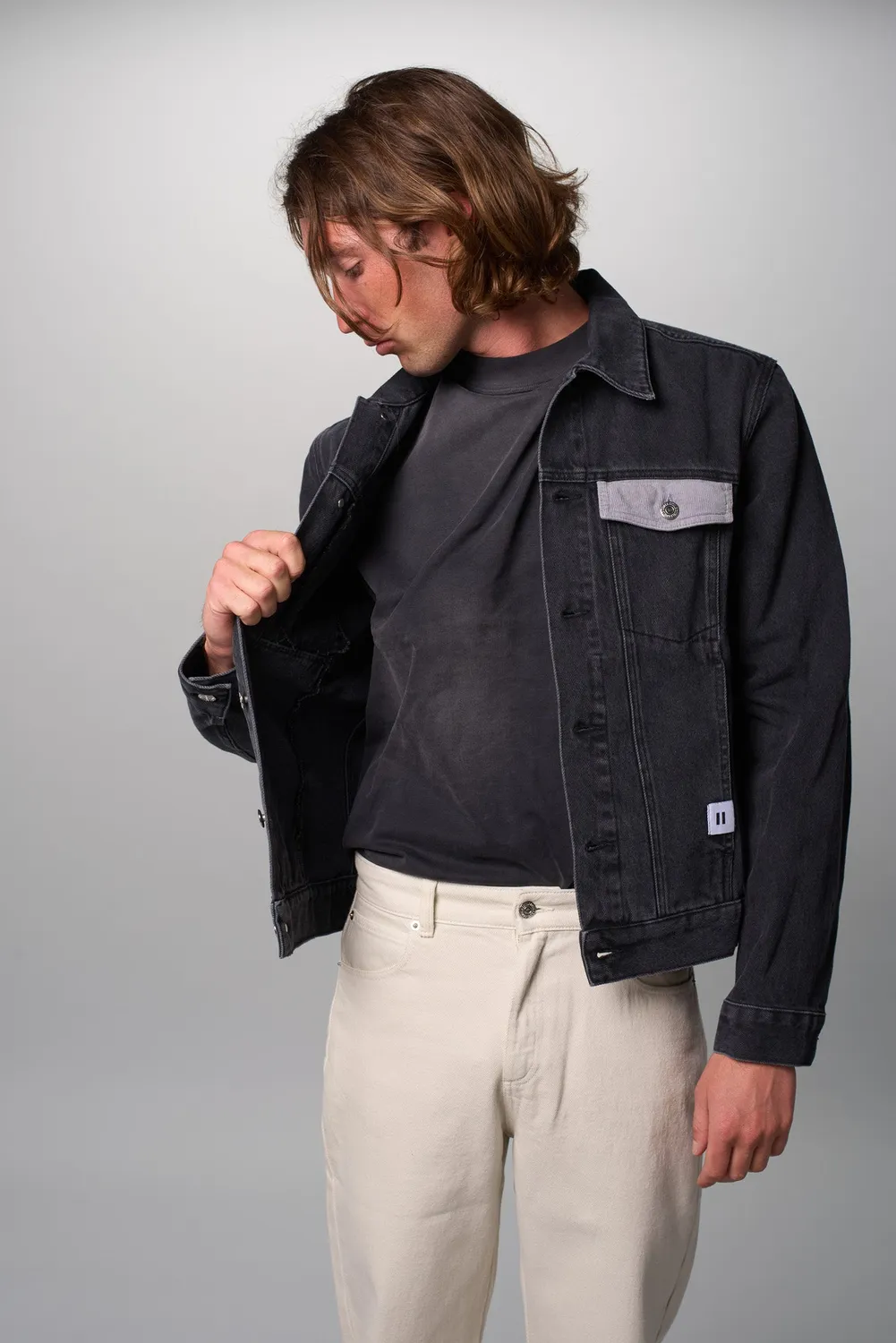 Cotelé Paris Jim veste homme anthracite denim coton