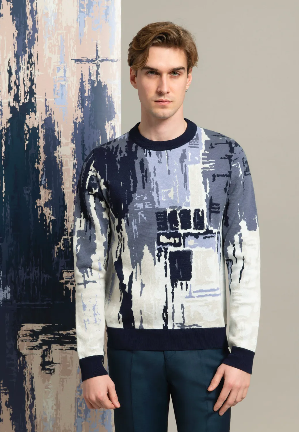 Pierre Talamon Paysage pull bleu