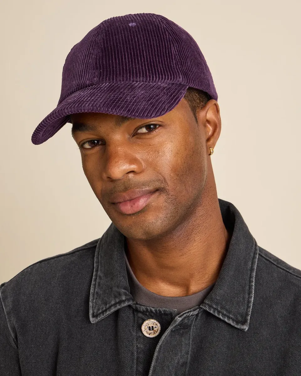 Cotelé Paris Casquette Côtelé prune velours réglable
