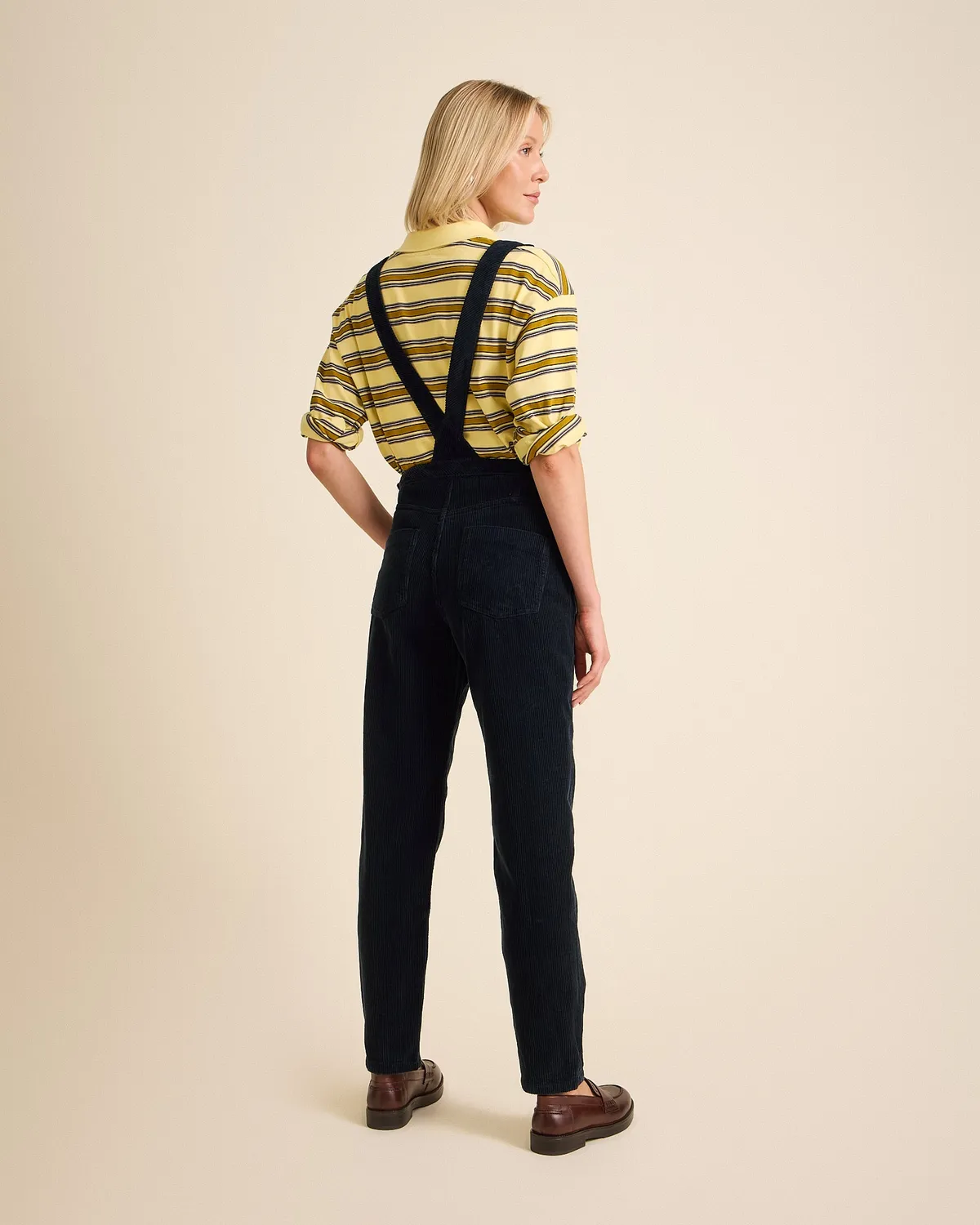 Cotelé Paris Mom salopette femme navy velours
