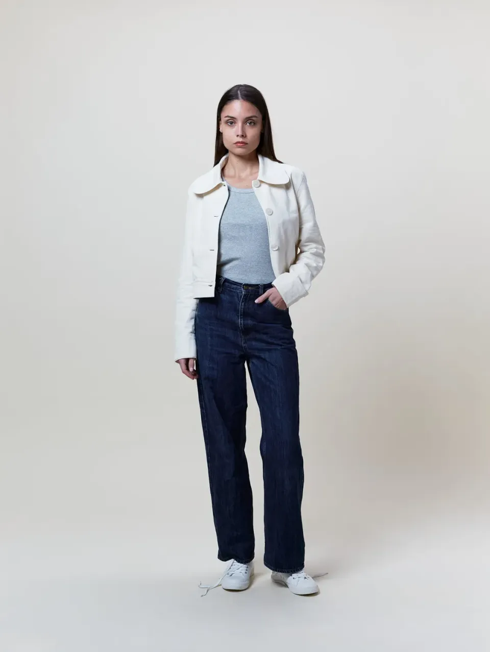 Cotelé Paris Veste Daisy Écru toile upcyclée