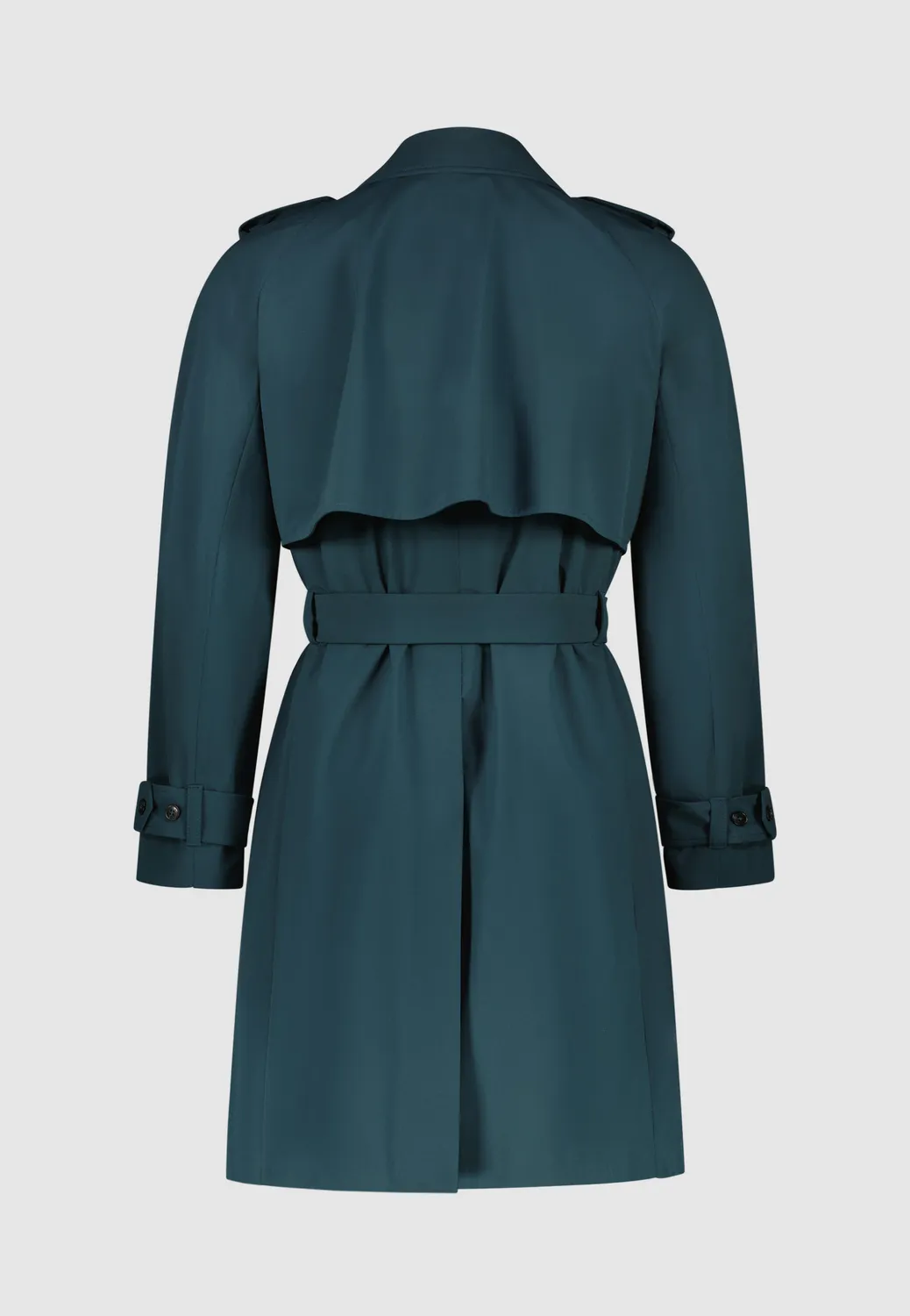Pierre Talamon trench bleu paon coupe droite