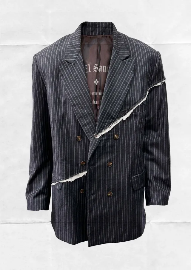 Paolo Leduc El Santo Leduc blazer laine bleu marine rayé