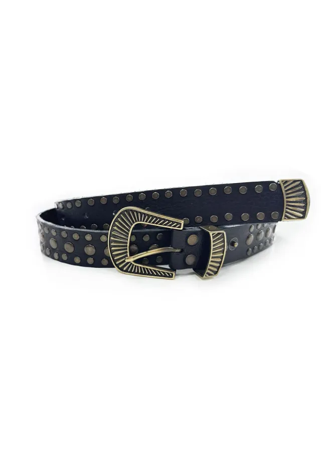 Paolo Leduc Corrective Service ceinture cuir noir cloutée
