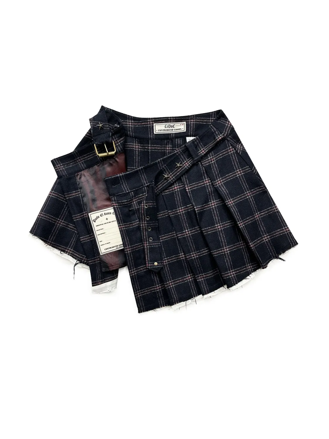 PAOLO LEDUC Domination mini kilt tartan laine plissé