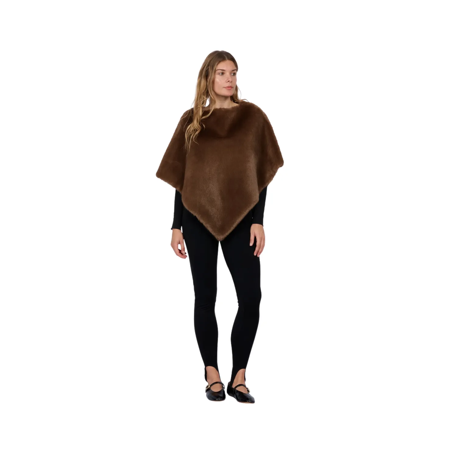 Oakwood Megeve 65294 poncho fausse fourrure choco chaud
