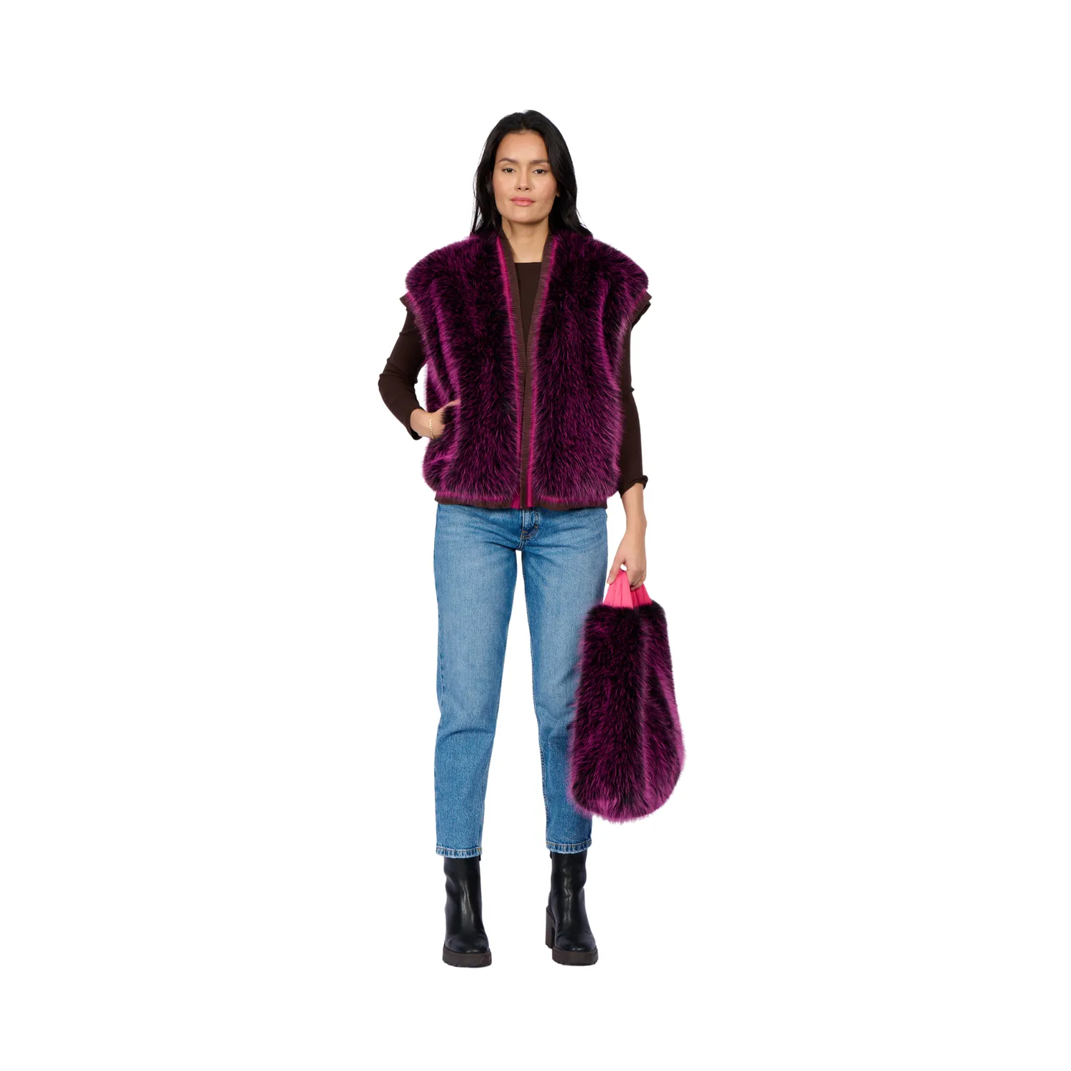 OAKWOOD OLYMPIA 65095 gilet fausse fourrure fushia