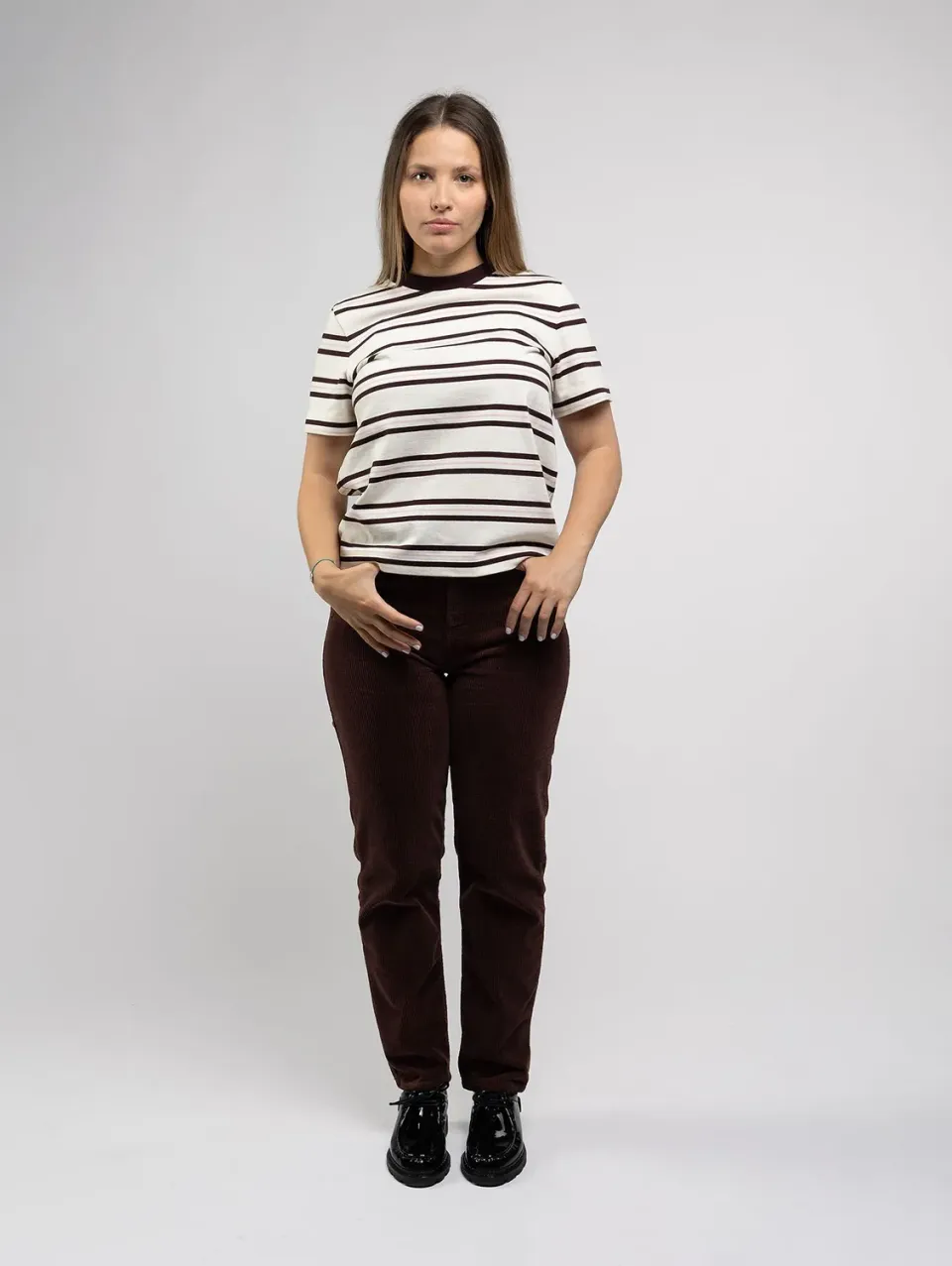 Cotelé Paris pantalon droit femme chocolat velours bio