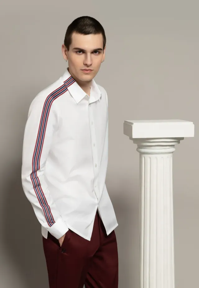 Pierre Talamon Regatta chemise blanche rayée coton
