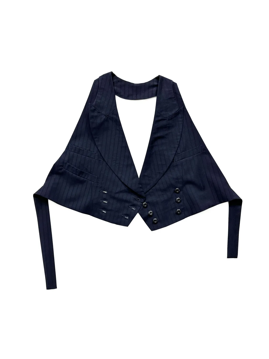 PAOLO LEDUC Wet Dreams gilet tailleur laine rayée bleue