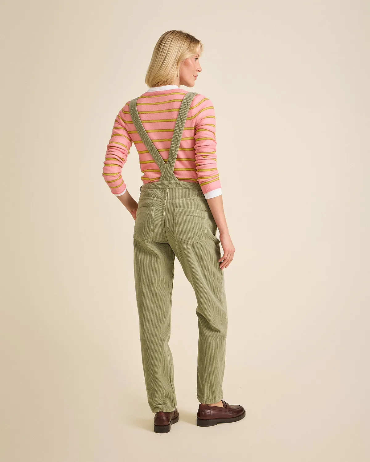 Cotelé Paris Salopette Mom sauge velours coton bio