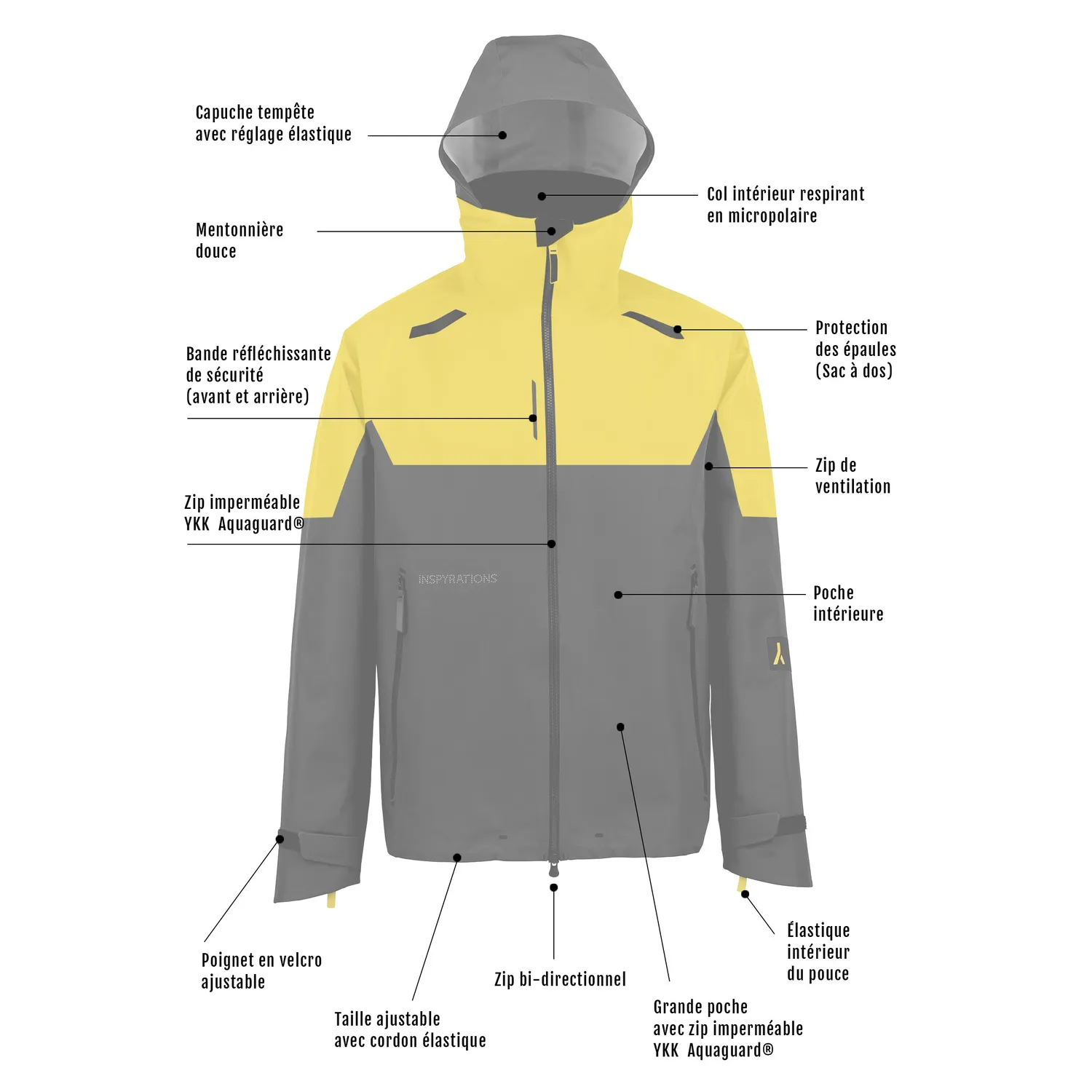 INSPYRATIONS OUTSYDER 3L Limited veste jaune noir