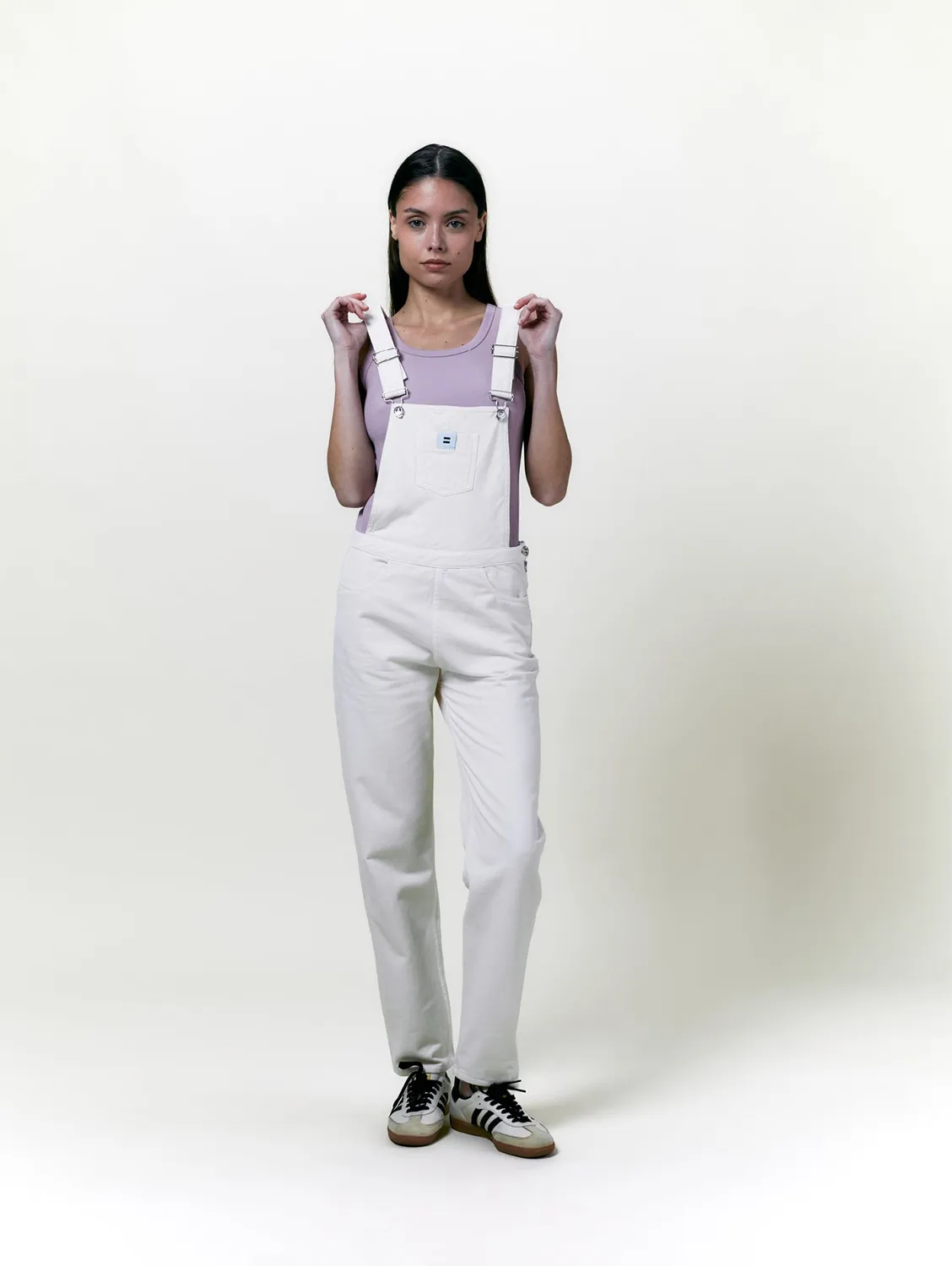 Cotelé Paris Mom salopette femme écru toile bio