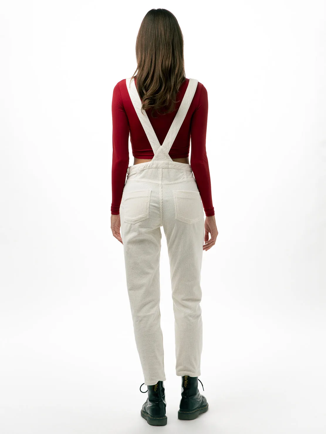 Cotelé Paris Mom salopette femme écru velours