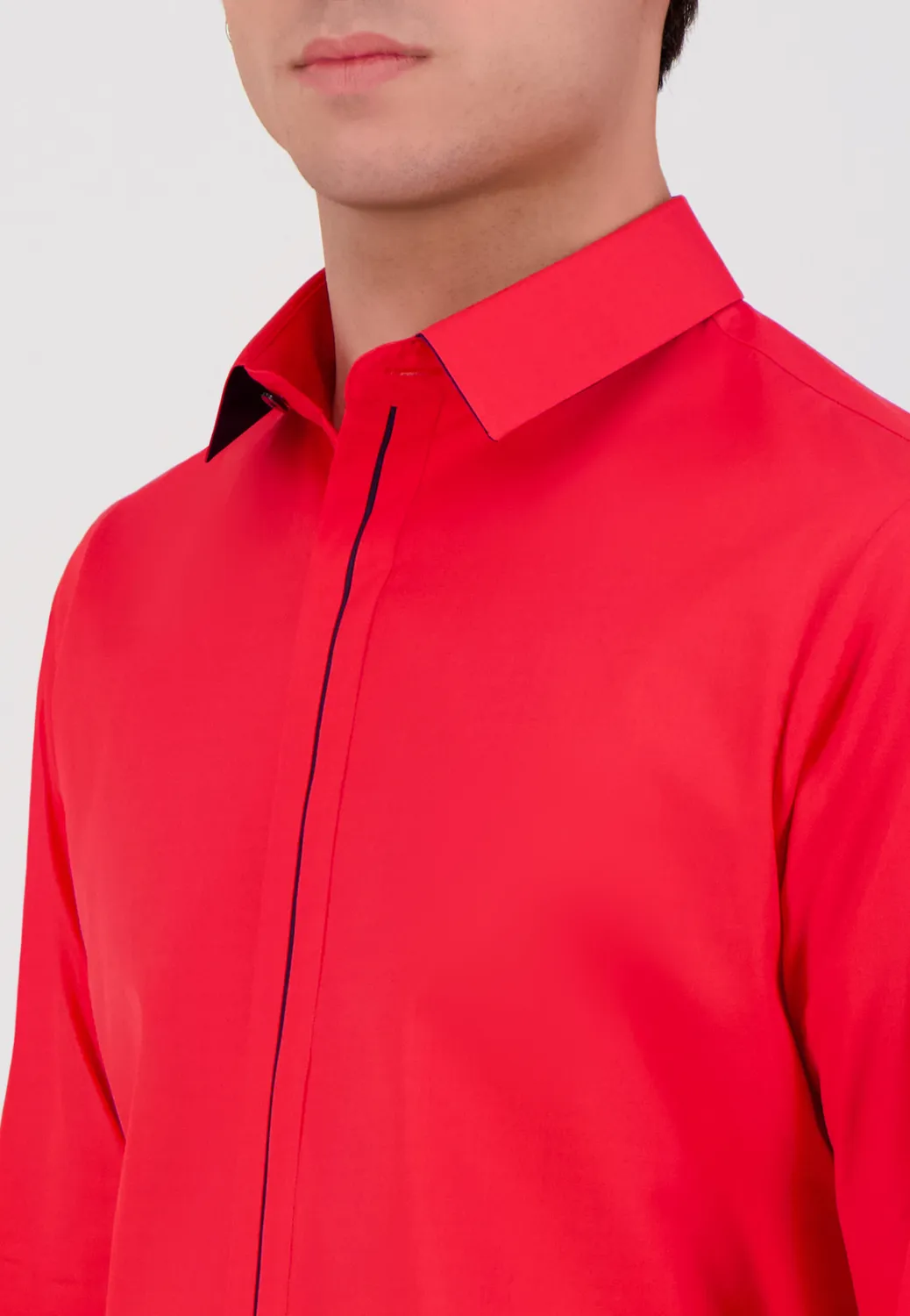 Pierre Talamon Contraste Rouge Navy chemise homme