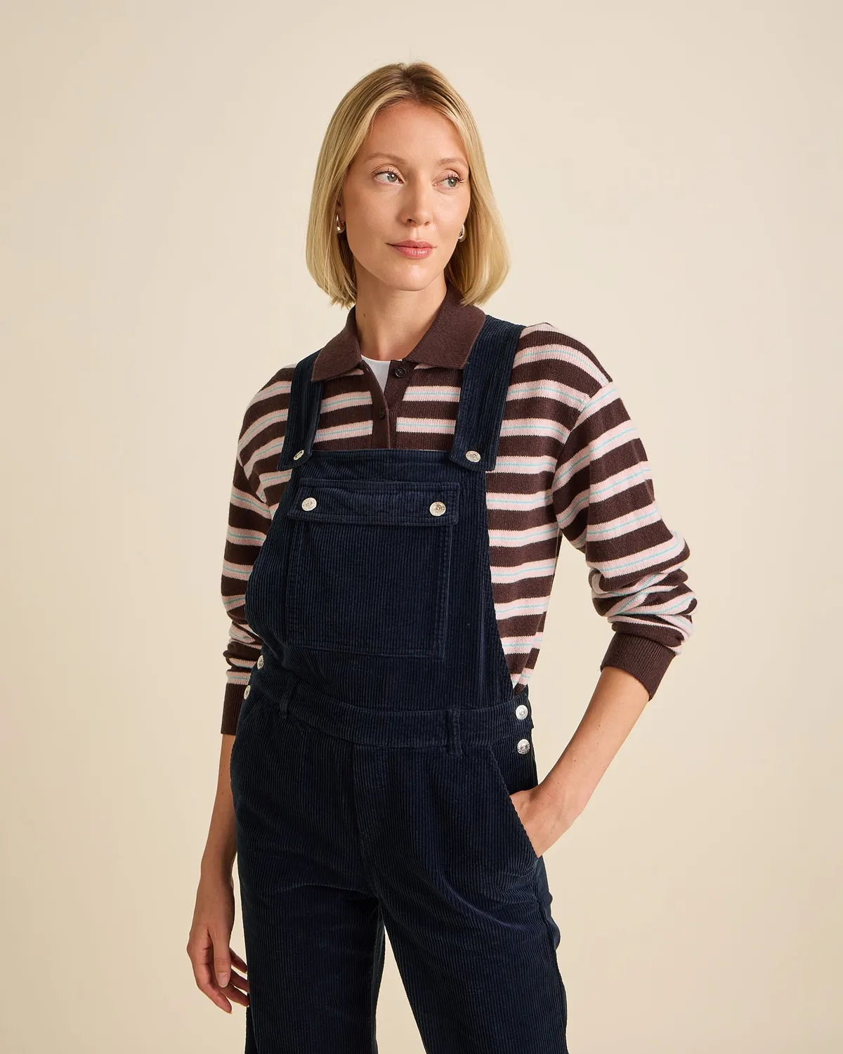 Cotelé Paris Angel salopette navy coton bio
