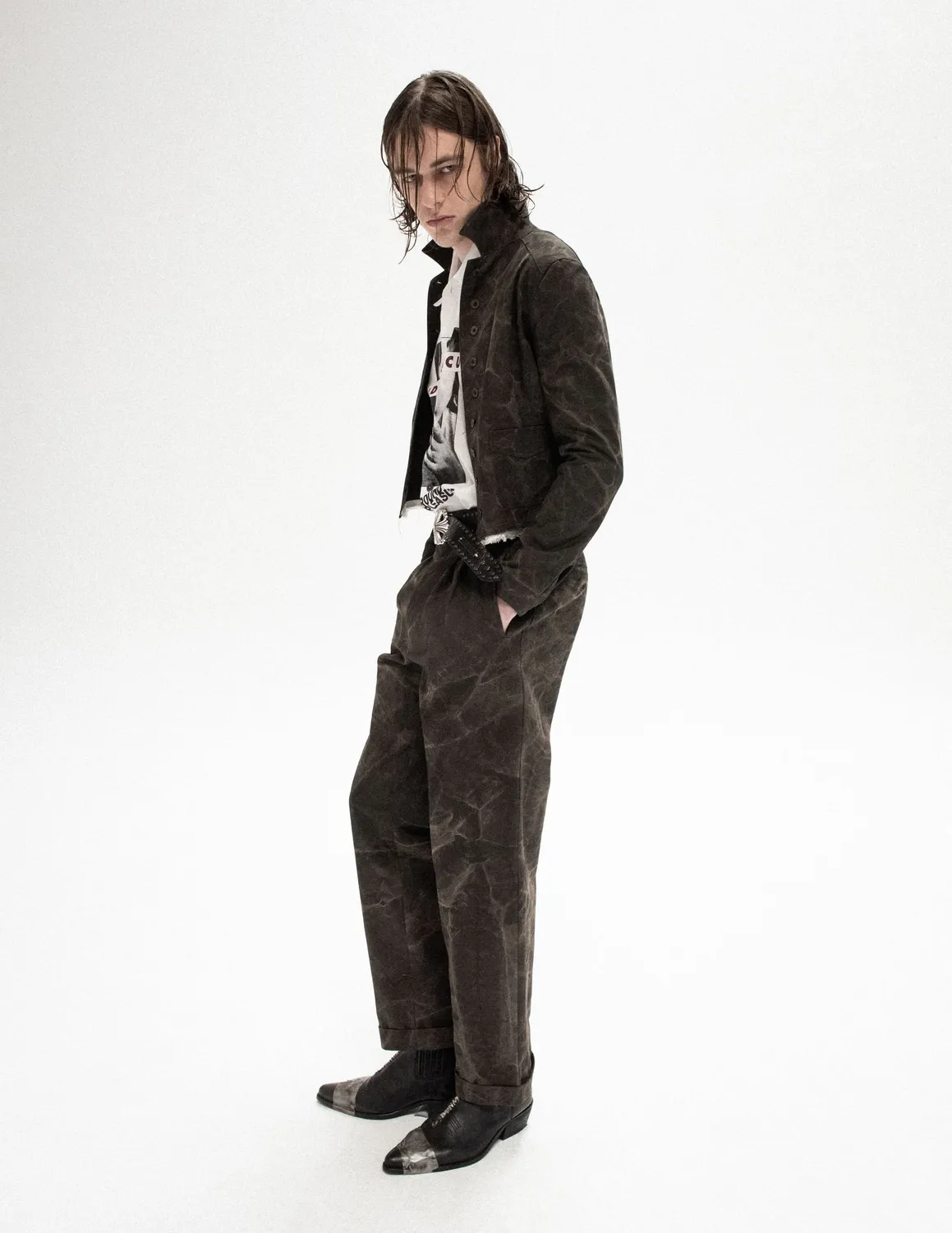 Paolo Leduc Hand Job pantalon marbré coton épais