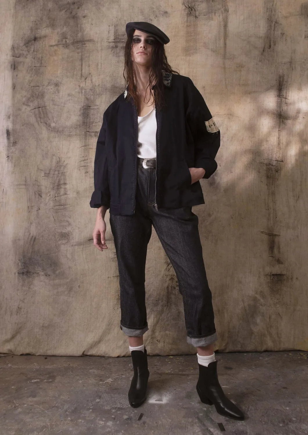 Paolo Leduc Couture Tailoring bomber blouson bleu marine coton