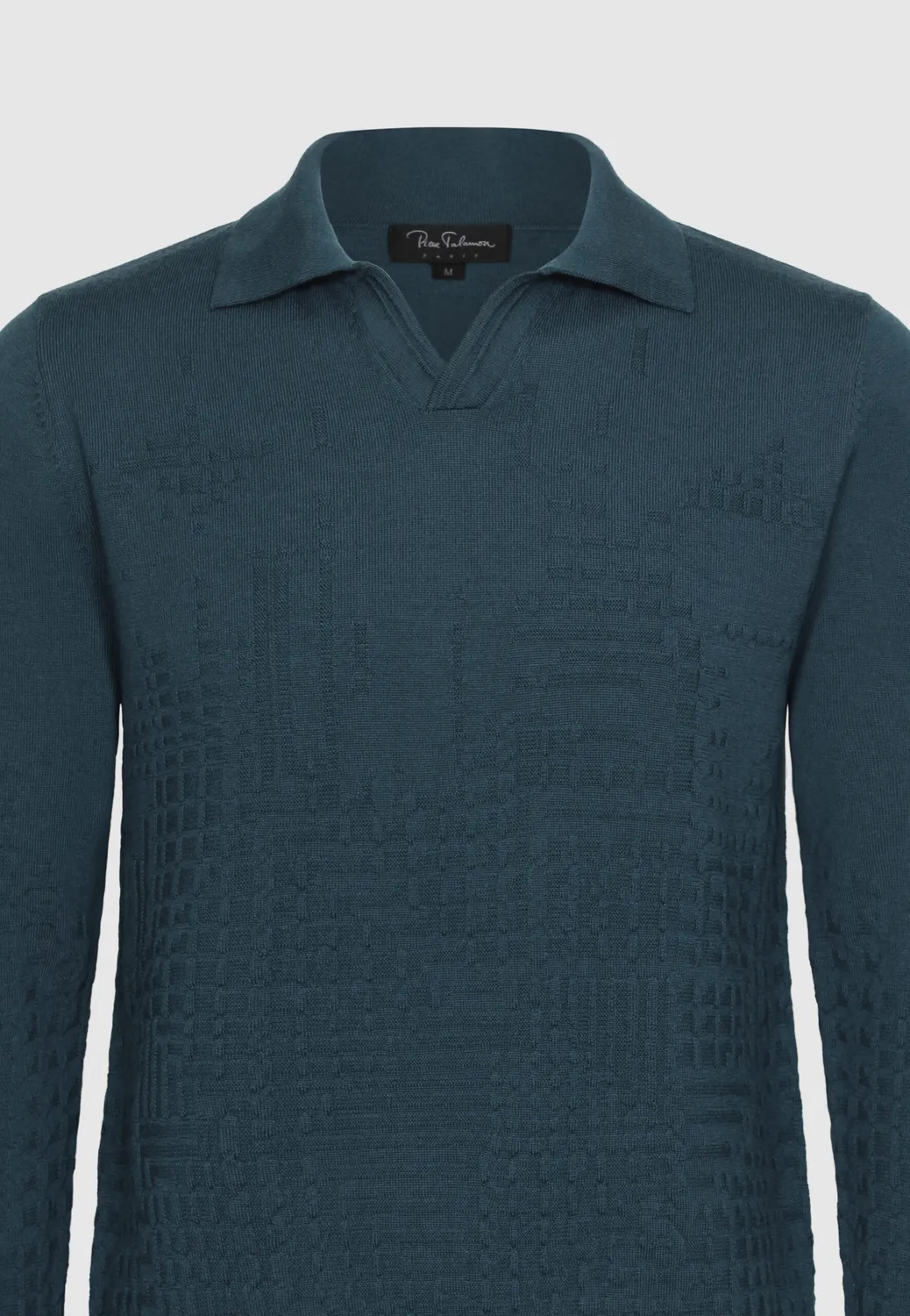 Pierre Talamon Structure polo bleu gris mérinos homme