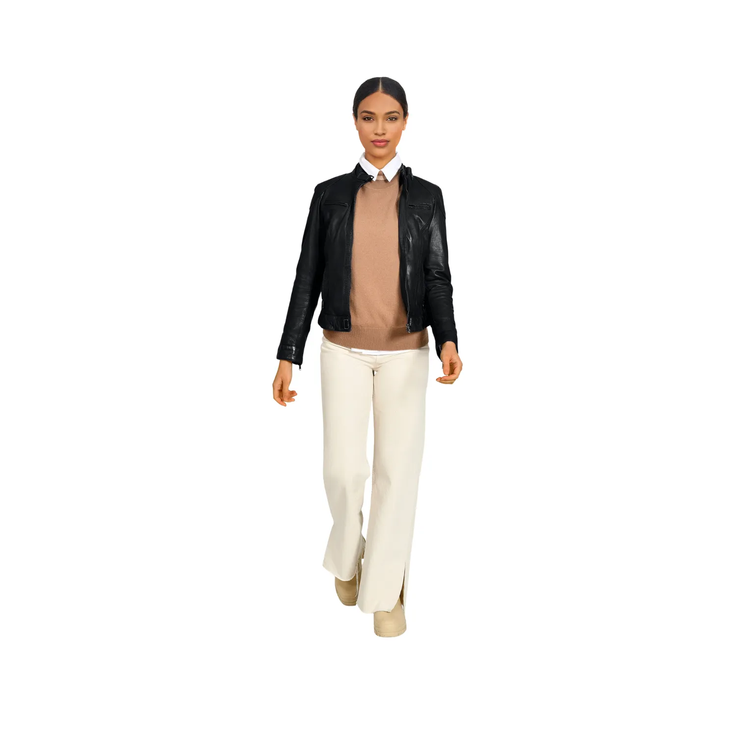 Oakwood Lina veste cuir noir courte slim