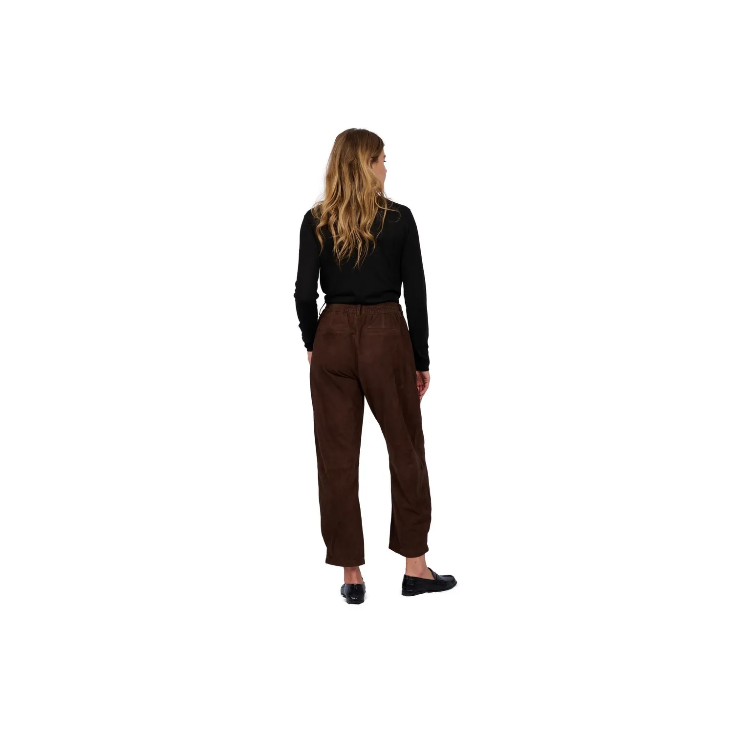 Oakwood Mia 65195 pantalon cuir choco ample