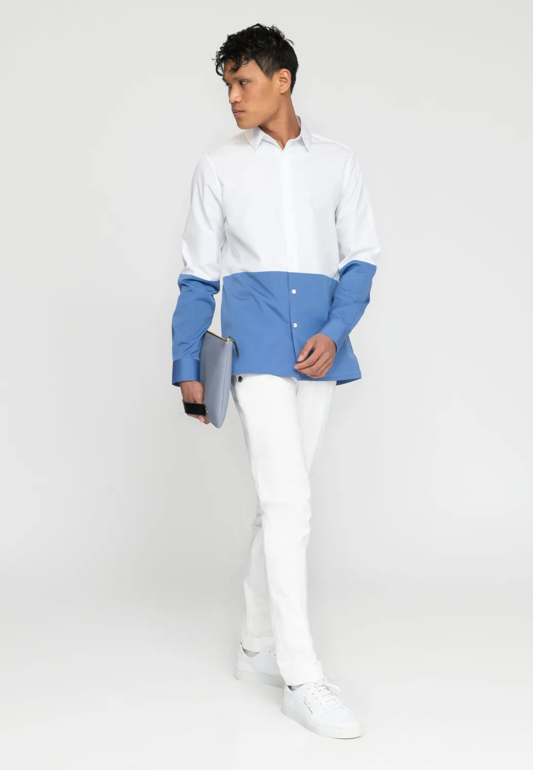 Pierre Talamon Bicolore chemise homme coupe droite