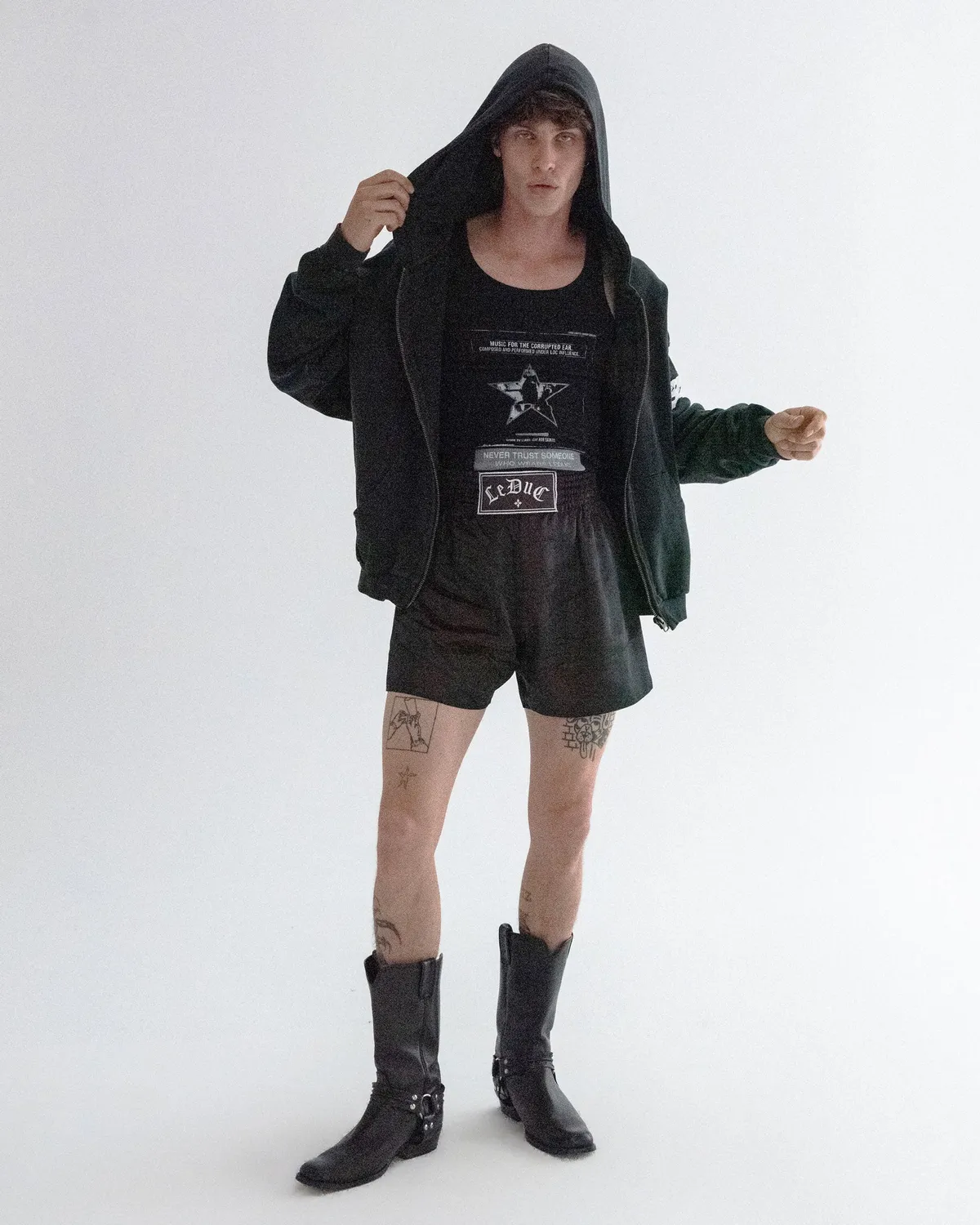 Paolo Leduc Manifesto hoodie zippé S noir coton bio épais