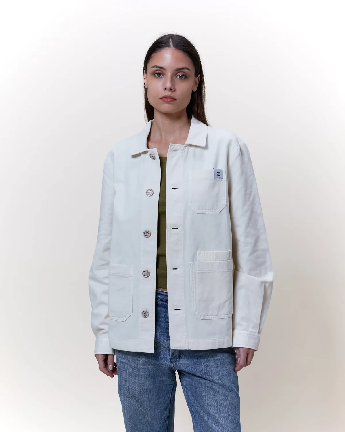 Cotelé Paris Worker veste écru toile upcyclée