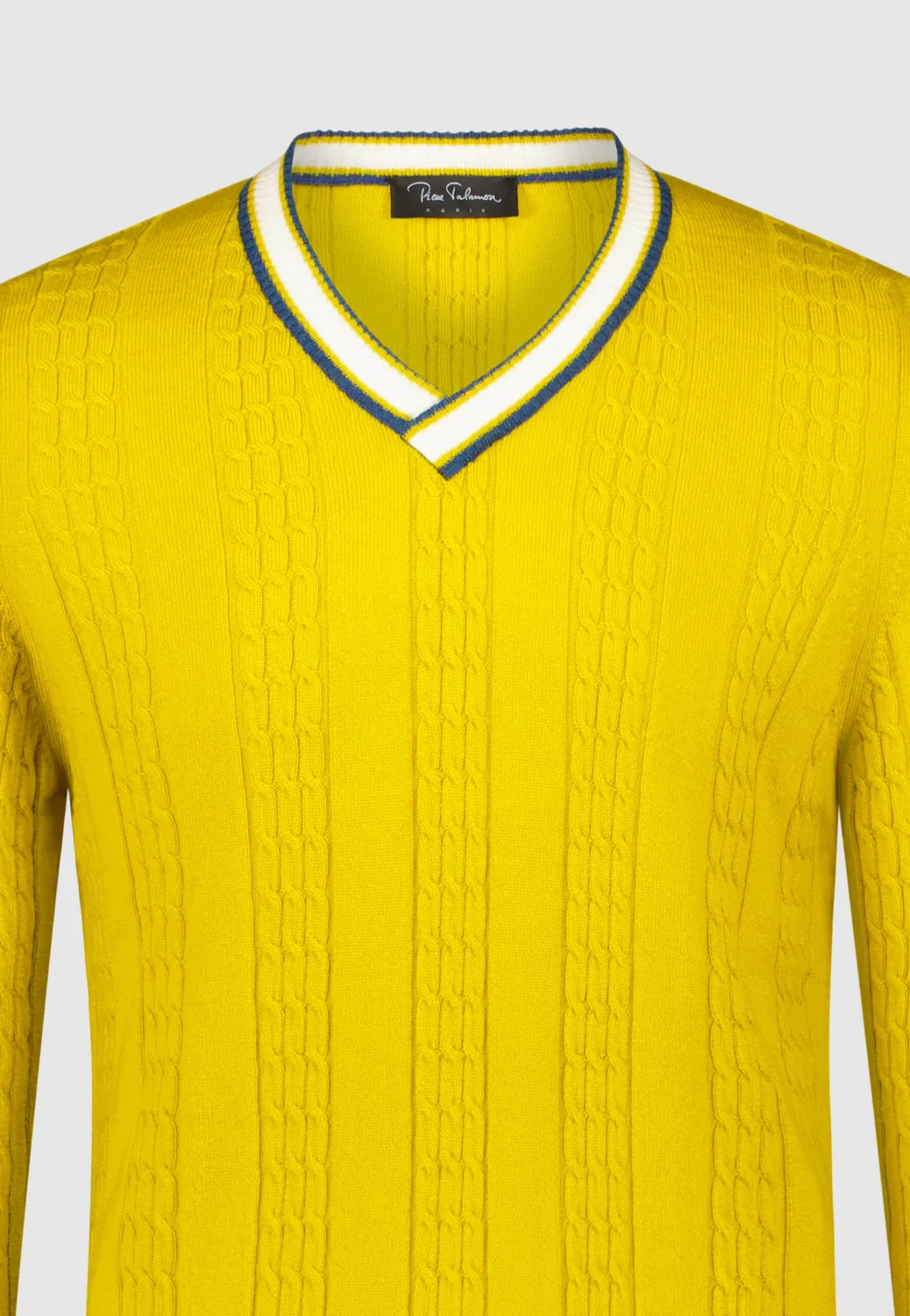 Pierre Talamon Torsadé pull jaune homme